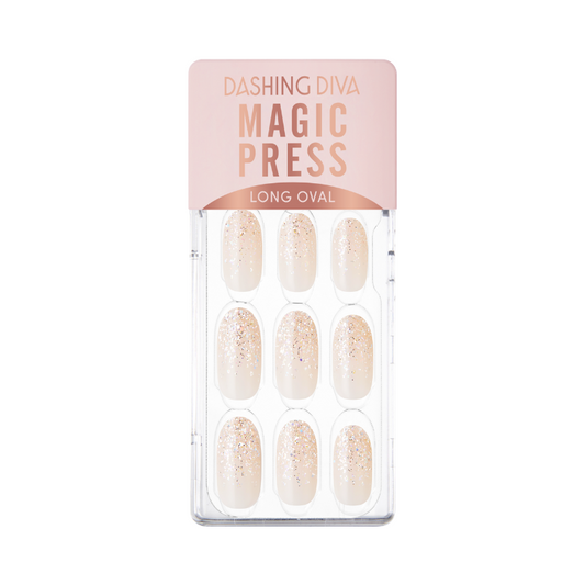 DASHING DIVA Magic Press Long Oval Mani Gold Shower MDR2F069OL