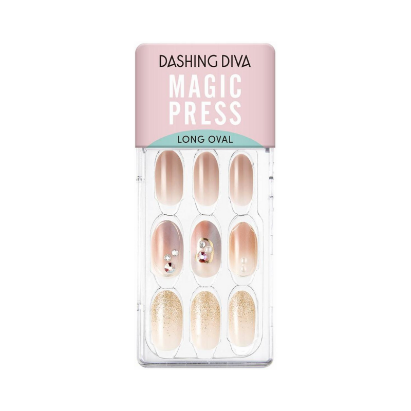 DASHING DIVA Magic Press Glitter Bomb Long Oval Mani Graceful Marble MDR856OL