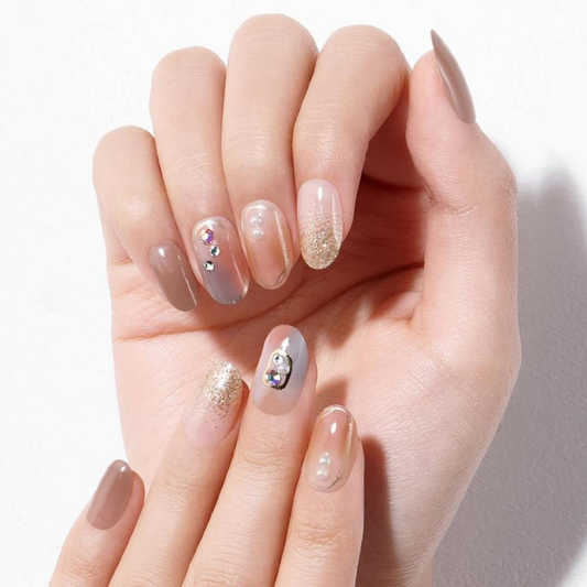 DASHING DIVA Magic Press Glitter Bomb Long Oval Mani Graceful Marble MDR856OL