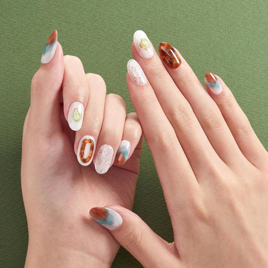DASHING DIVA Magic Press Long Oval Mani Healing Café MDR2F041OL