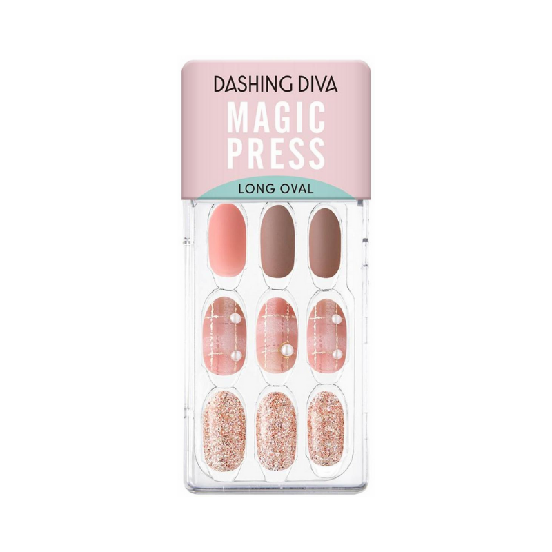 DASHING DIVA Magic Press Glitter Bomb Long Oval Mani Letter Me MDR857OL