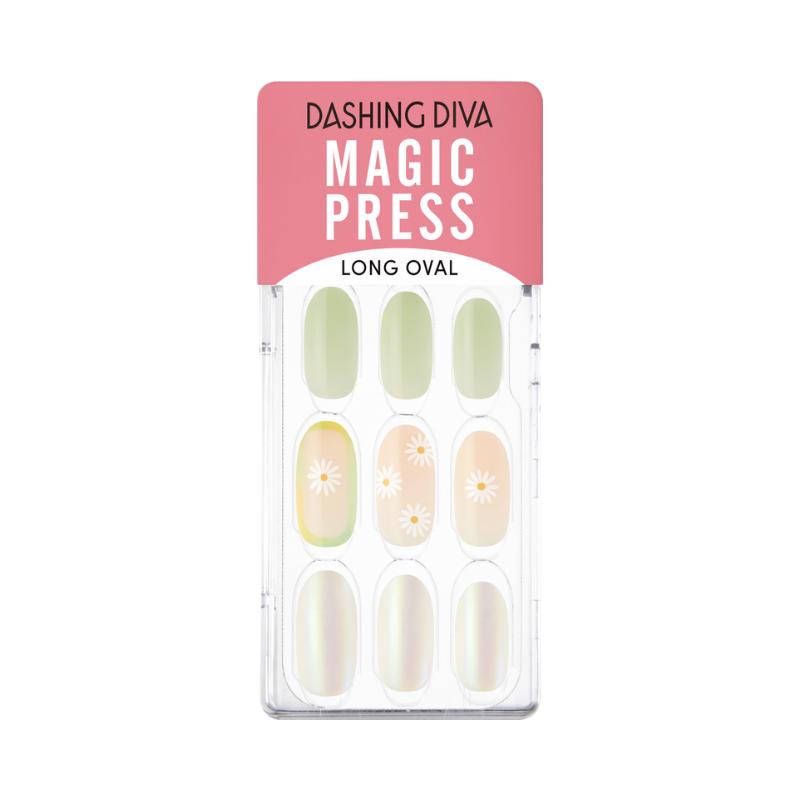 DASHING DIVA Magic Press Long Oval Mani Little Daisy MDR1174OL
