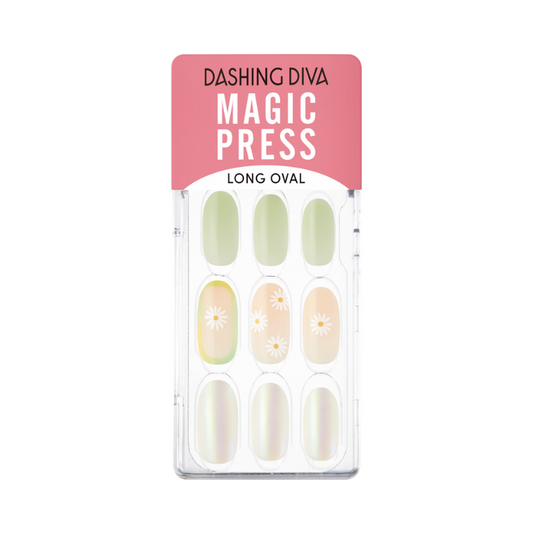 DASHING DIVA Magic Press Long Oval Mani Little Daisy MDR1174OL