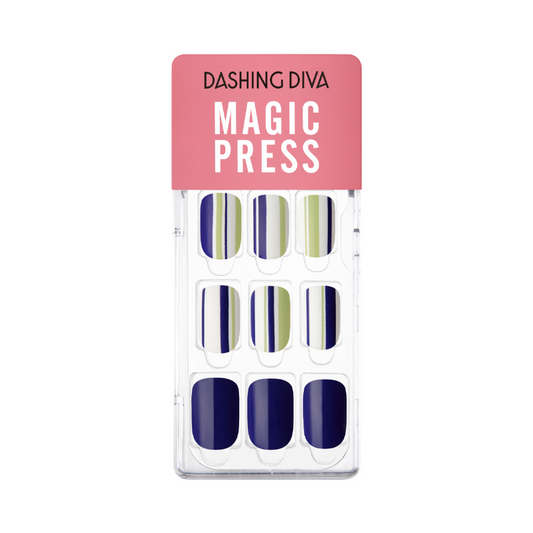 DASHING DIVA Magic Press Short Mani Navy Stripe MGL157RR