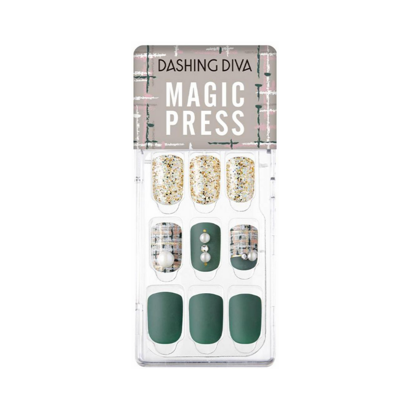 DASHING DIVA Magic Press Autumn Closet Mani Teal Green Tweed MDR768