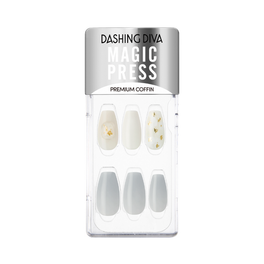 DASHING DIVA Magic Press Premium Coffin Mani Sparkling White MDR1157PC