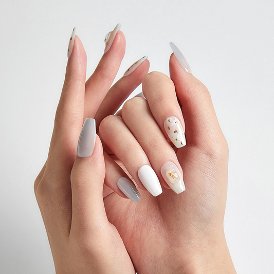 DASHING DIVA Magic Press Premium Coffin Mani Sparkling White MDR1157PC