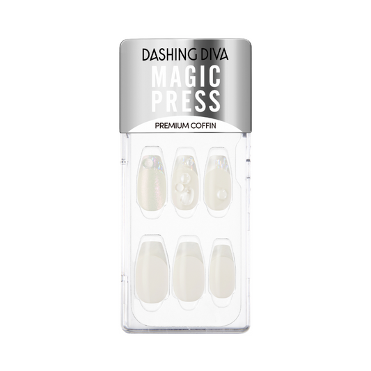 DASHING DIVA Magic Press Premium Coffin Mani Pearly White MDR1164PC