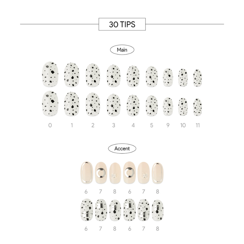 DASHING DIVA Magic Press Premium Long Oval Mani Dotty Black MDR1162PO