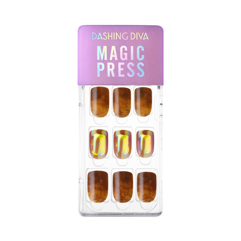 DASHING DIVA Magic Press Premium Regular Square Mani Mocha Amber Shine MDR1130PR