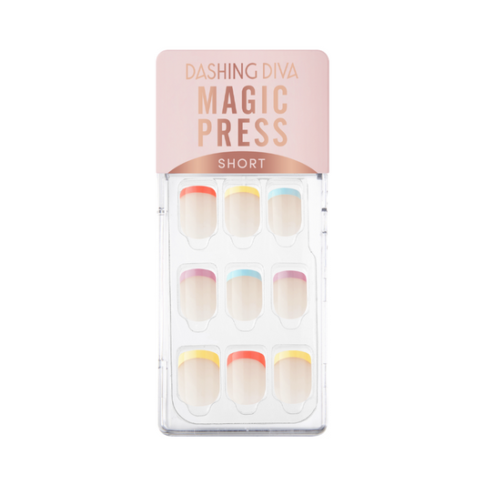 DASHING DIVA Magic Press Glow up Short Mani Rainbow French MDR961SS