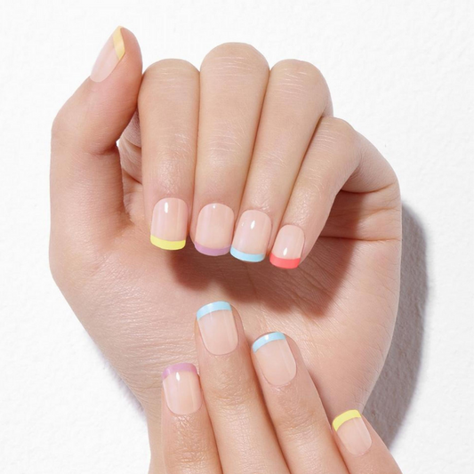 DASHING DIVA Magic Press Glow up Short Mani Rainbow French MDR961SS