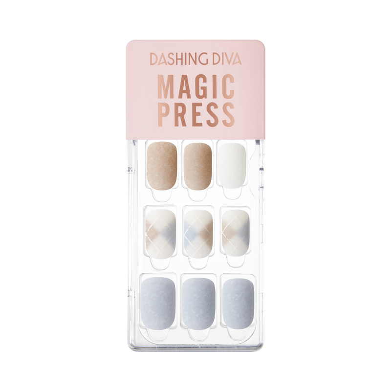DASHING DIVA Magic Press Regular Round Mani Cozy Blue Check MGL2F006RR
