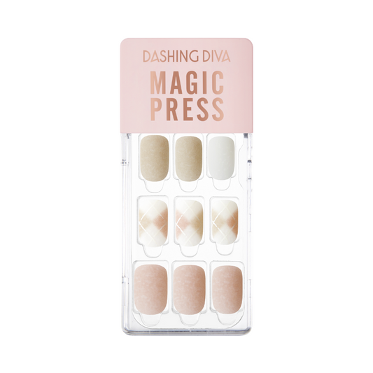 DASHING DIVA Magic Press Regular Round Mani Cozy Pink Check MGL2F007RR