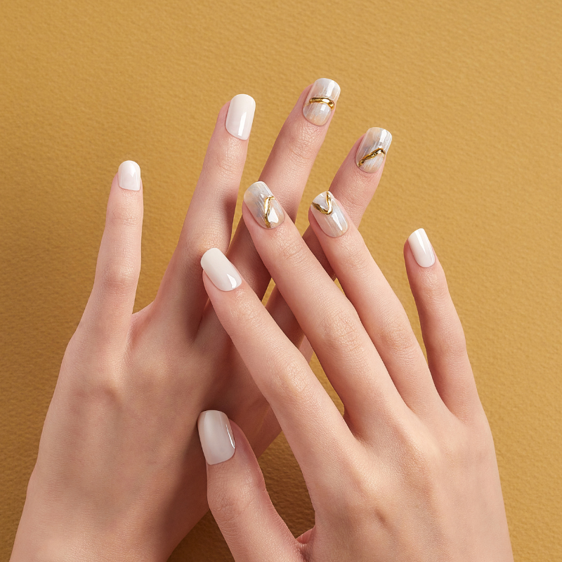 DASHING DIVA Magic Press Regular Round Mani Elegant Gold Line MGL2F002RR