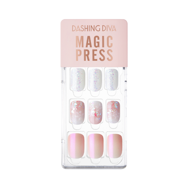 DASHING DIVA Magic Press Regular Round Mani Pink Snow MGL2W028RR