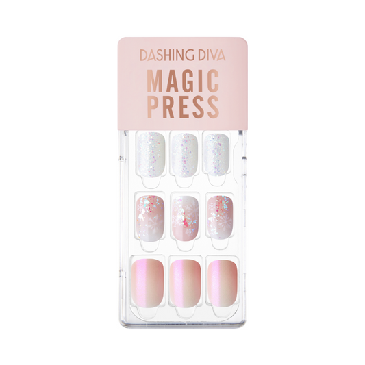 DASHING DIVA Magic Press Regular Round Mani Pink Snow MGL2W028RR
