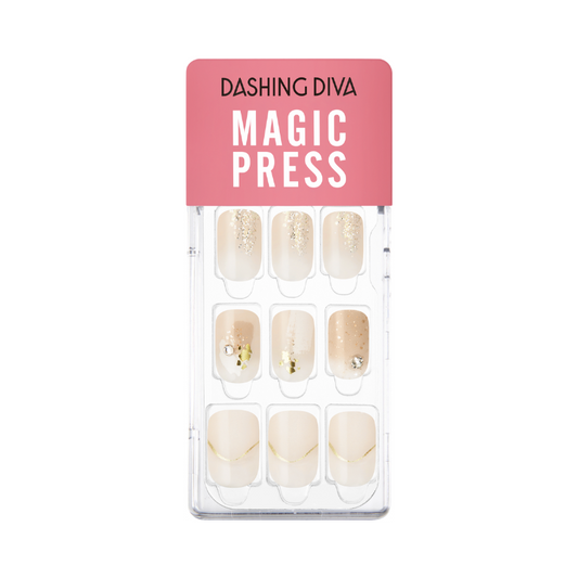 DASHING DIVA Magic Press Regular Round Mani White Twinkle MGL130RR