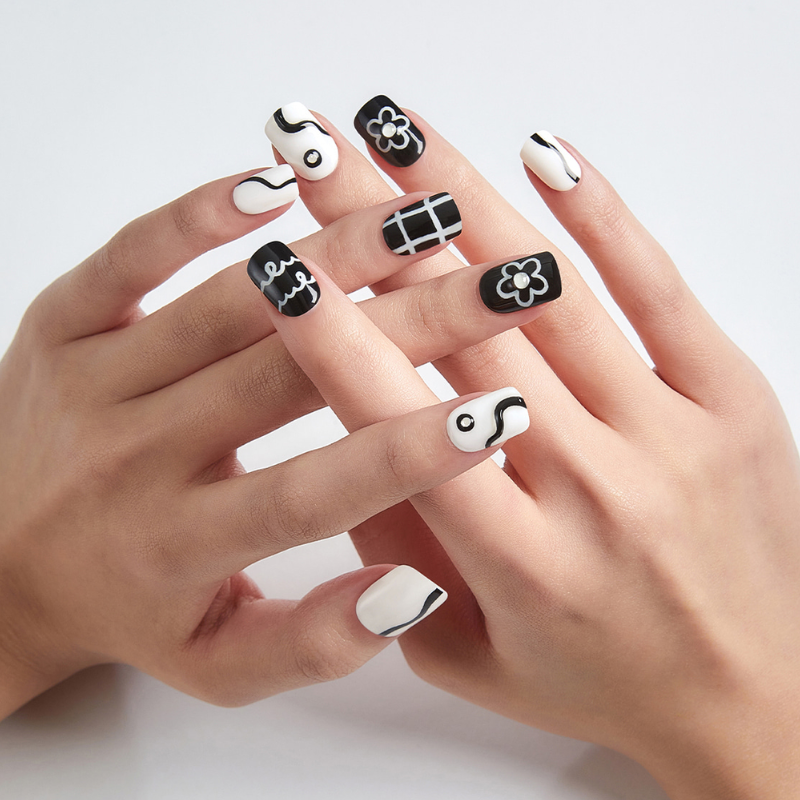 DASHING DIVA Magic Press Regular Square Mani Ink Sketch MDR1195