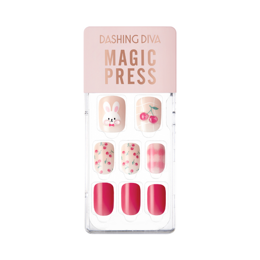 DASHING DIVA Magic Press Round Mani Cherry Rabbit MDR2W041RR