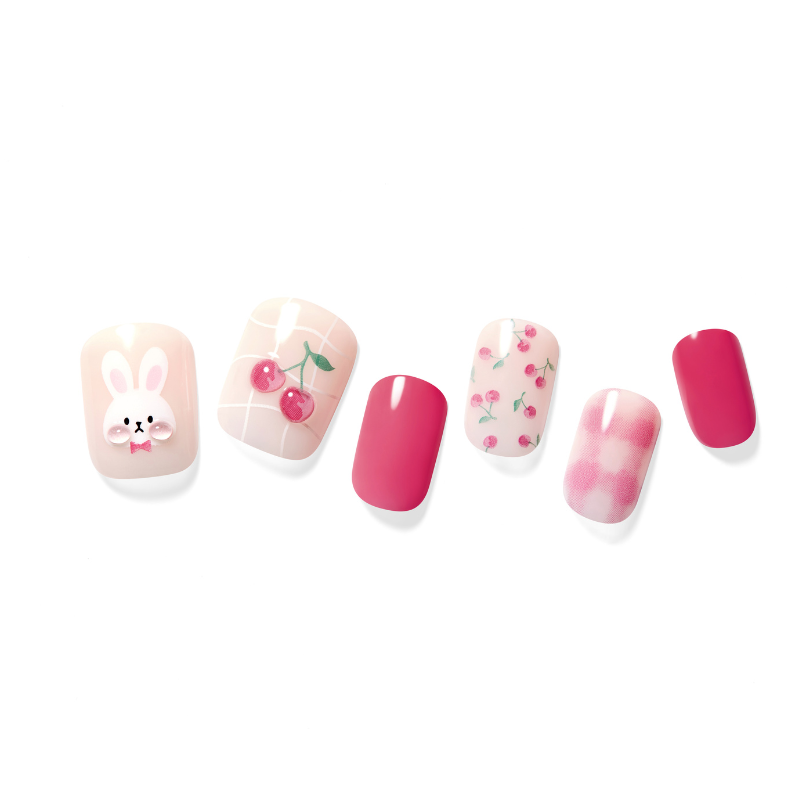 DASHING DIVA Magic Press Round Mani Cherry Rabbit MDR2W041RR