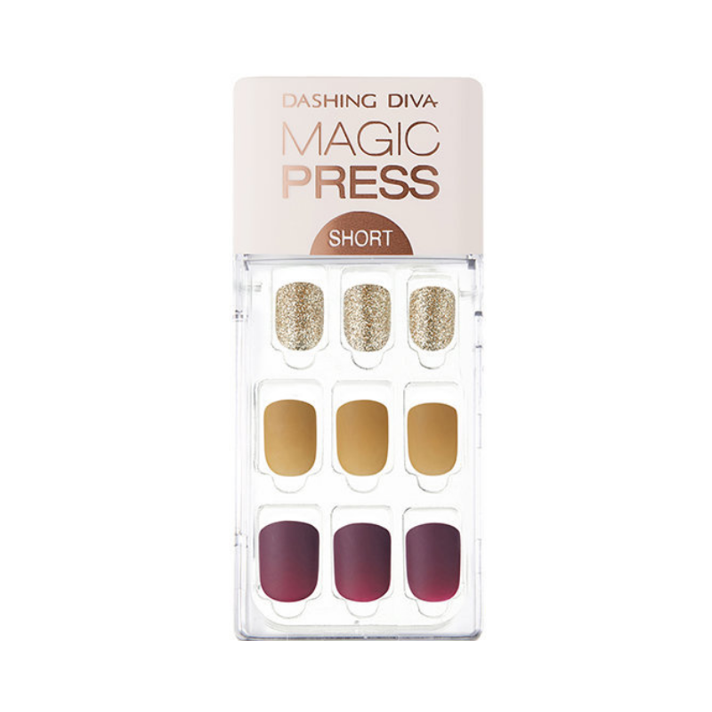 DASHING DIVA Magic Press Short Mani Burgundy Shine MDR586SS (GLAM MOVE)