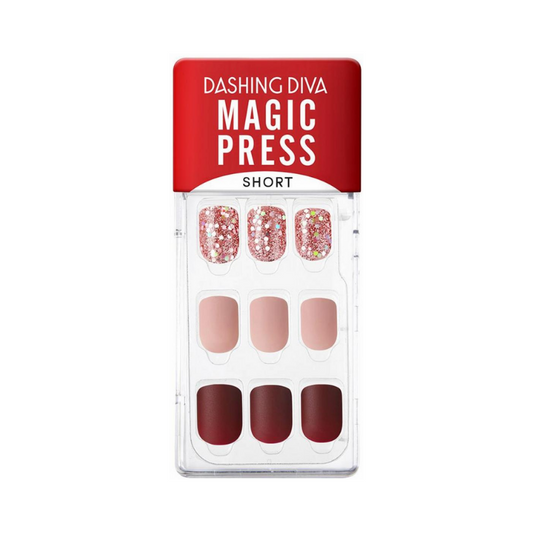 DASHING DIVA Magic Press Wonder Red Short Mani Rose Shine MDR829SS