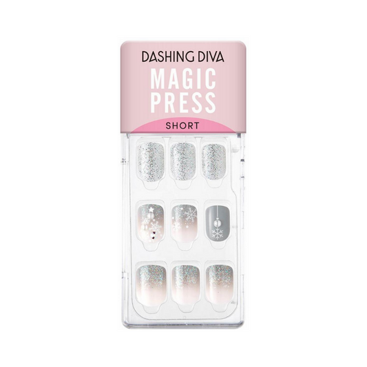 DASHING DIVA Magic Press Glitter Bomb Short Mani Twinkle Snow MDR847SS