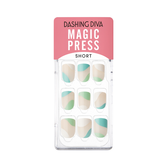 DASHING DIVA Magic Press Short Square Mani Blue Wave MGL142SS