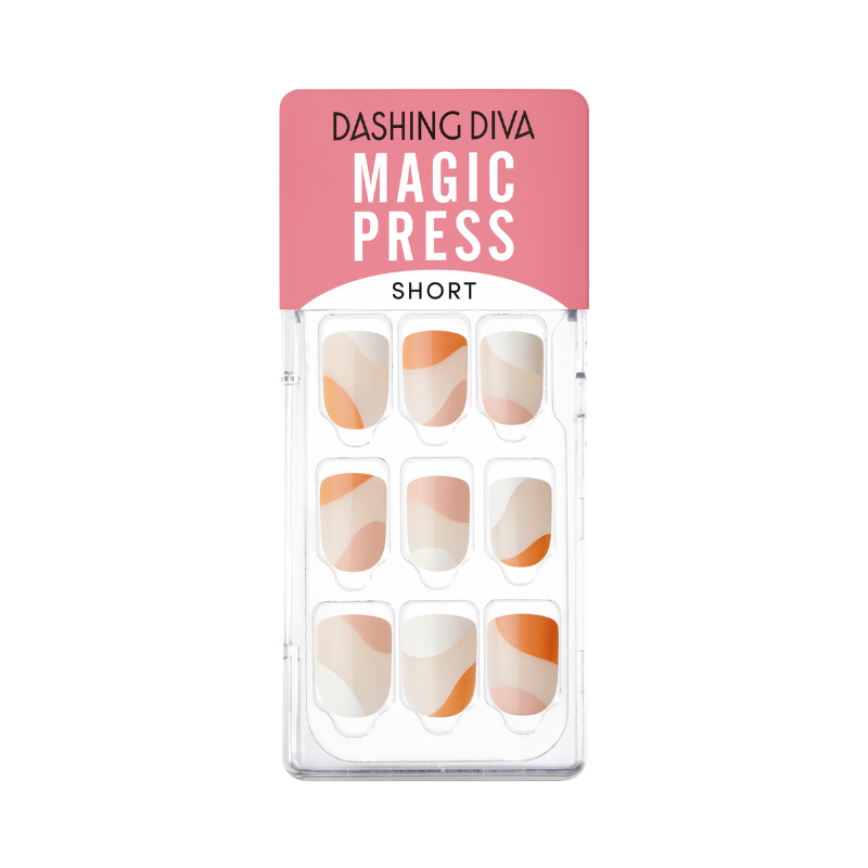 DASHING DIVA Magic Press Short Square Mani Orange Wave MGL141SS