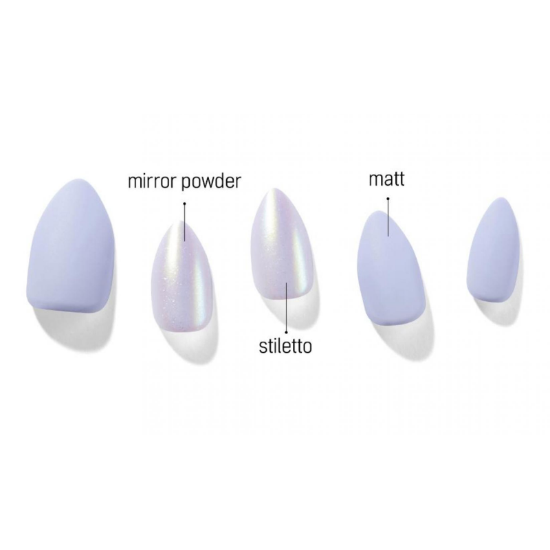 DASHING DIVA Magic Press Stiletto Glow Up Mani Pale Blue Shine MDR980ST