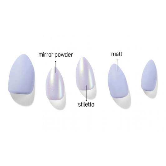 DASHING DIVA Magic Press Stiletto Glow Up Mani Pale Blue Shine MDR980ST