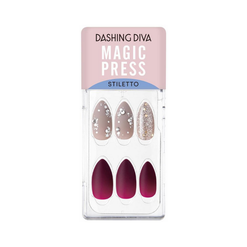 DASHING DIVA Magic Press Stiletto Mani Shiny Mulberry MDR812ST