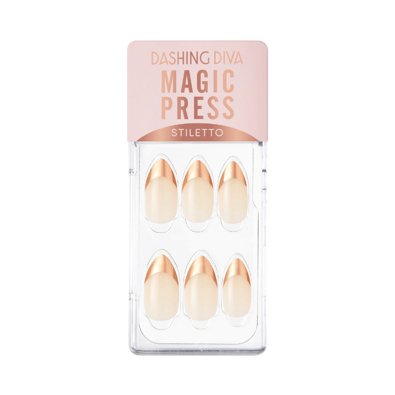 DASHING DIVA Magic Press Stiletto Mani Rose Gold Edge French MDR1033ST