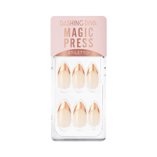 DASHING DIVA Magic Press Stiletto Mani Rose Gold Edge French MDR1033ST
