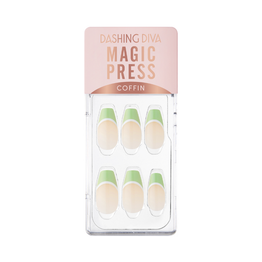 DASHING DIVA Magic Press Coffin Two Tone French Mani Green White MWK106CF