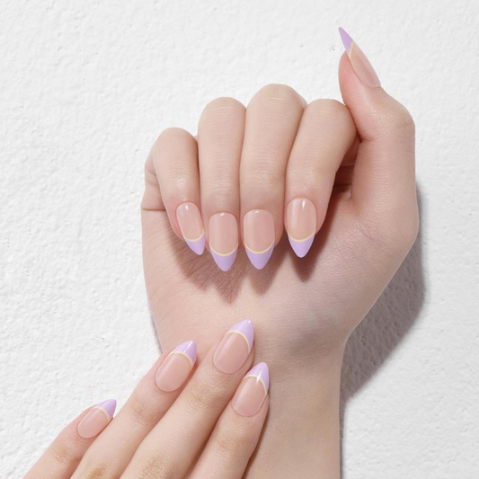 DASHING DIVA Magic Press Stiletto Two Tone French Mani Lavendar Yellow MWK103ST