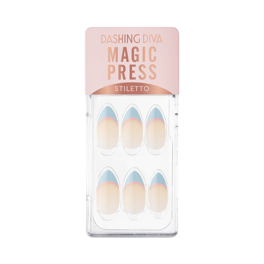 DASHING DIVA Magic Press Stiletto Two Tone French Mani Sky Coral MWK105ST