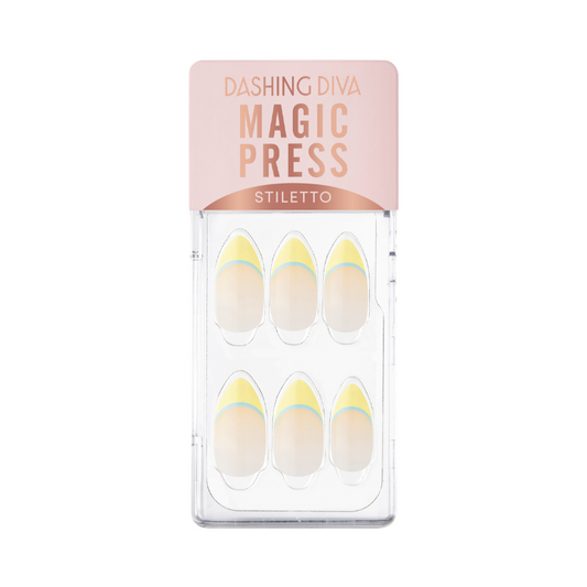 DASHING DIVA Magic Press Stiletto Two Tone French Mani Yellow Mint MWK104ST