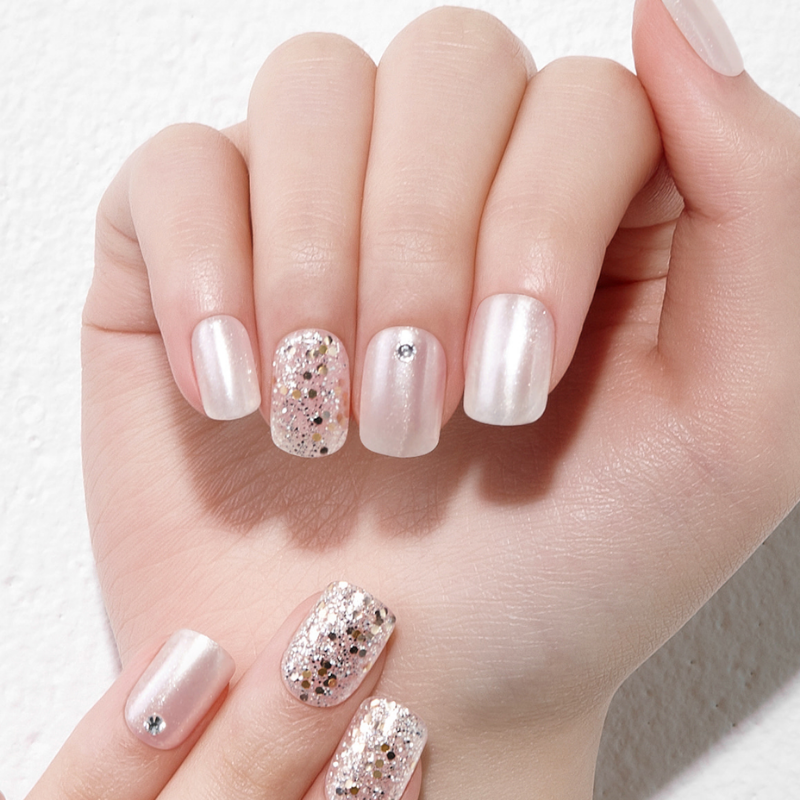 DASHING DIVA Magic Press Wedding Nail Mani Classy Satin MWK091