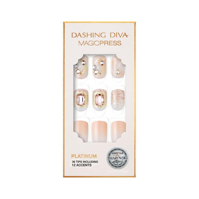 DASHING DIVA Magic Press Wedding Platinum Swarovski Mani Romantic Moment MPL001