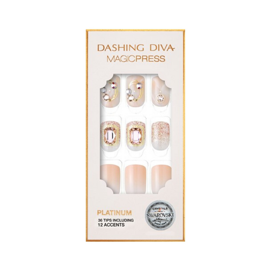DASHING DIVA Magic Press Wedding Platinum Swarovski Mani Romantic Moment MPL001