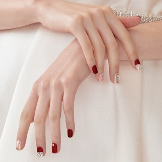 DASHING DIVA Magic Press Wedding Platinum Swarovski Mani Royal Red MPL004