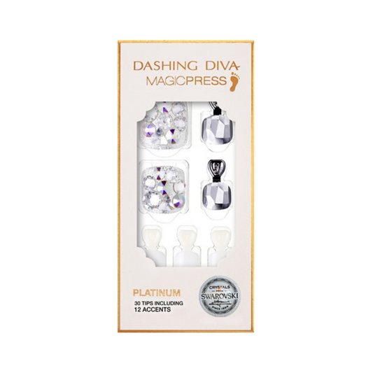 DASHING DIVA Magic Press Wedding Platinum Swarovski Pedi Pure Grace MPL003P