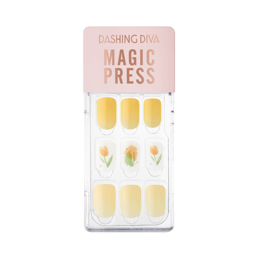 DASHING DIVA Magic Press Yellow Spring Mani Tulip Drawing MWK102