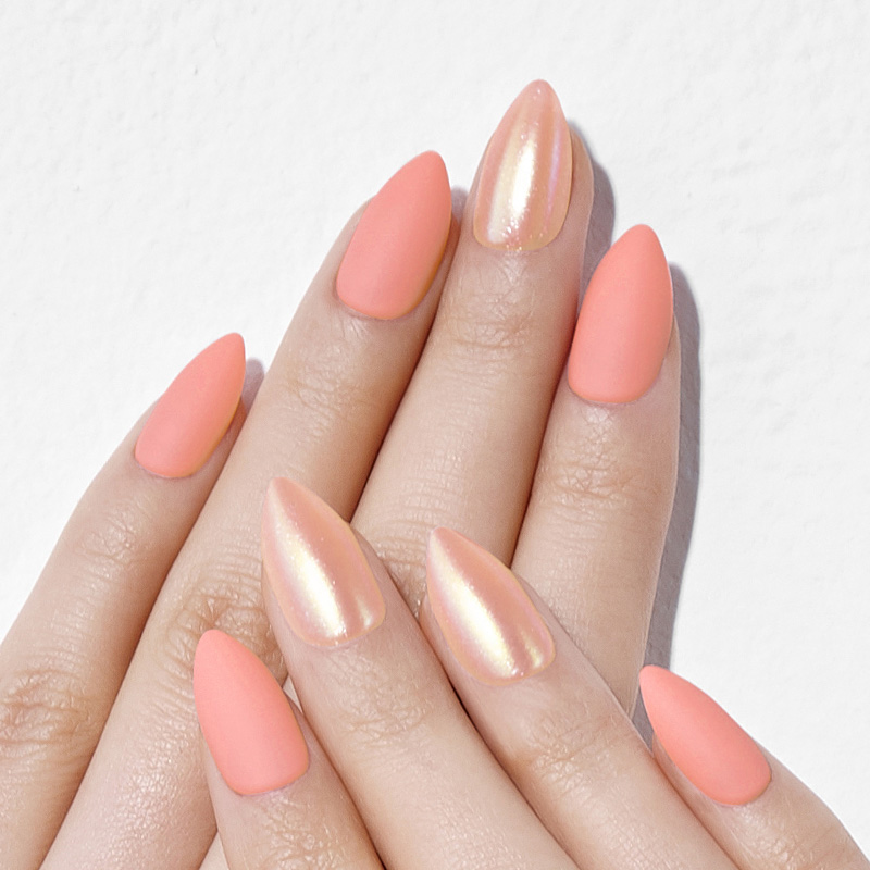 DASHING DIVA Magic Press Stiletto Glow Up Mani Orange Coral Shine MDR978ST