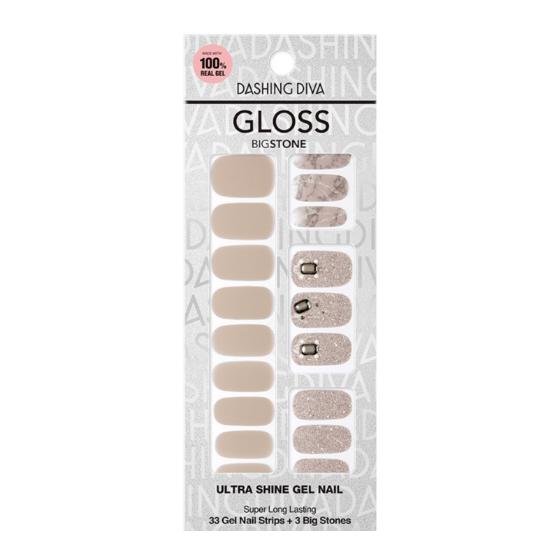 DASHING DIVA Gloss Gel Strip Big Stone Mani Royal Gray GVP186B
