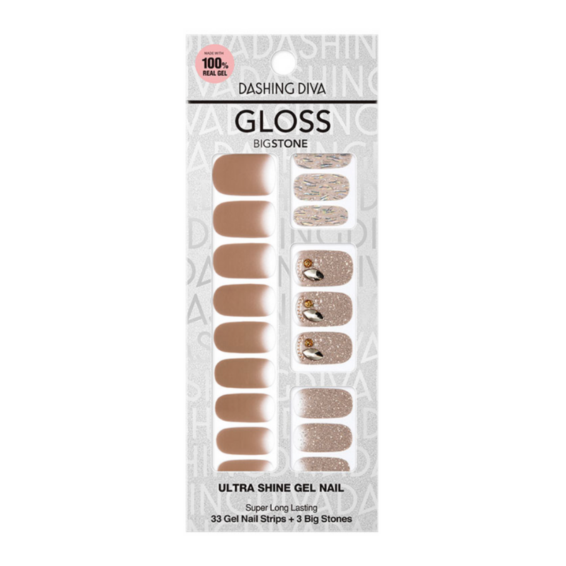 DASHING DIVA Gloss Gel Strip Big Stone Mani Taupe Musk GVP188B