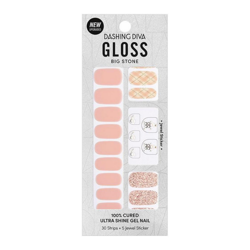 DASHING DIVA Gloss Gel Strip Big Stone Autumn Closet Mani Gold Chain GVP237B
