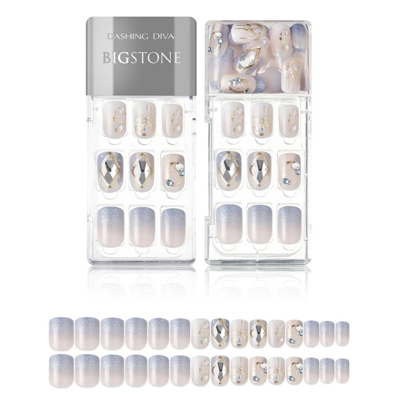 DASHING DIVA Magic Press Big Stone Mani Fairy Blue MDR610PR (SOFT SHINE)